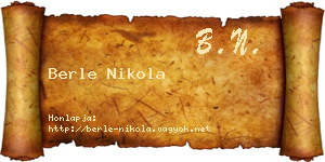 Berle Nikola névjegykártya